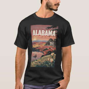 Alabama-Flussboot-Illustration Reise Kunst Vintage T-Shirt