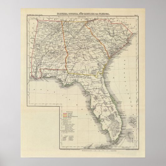 Alabama, Georgien, South Carolina und Florida Poster (Vorne)