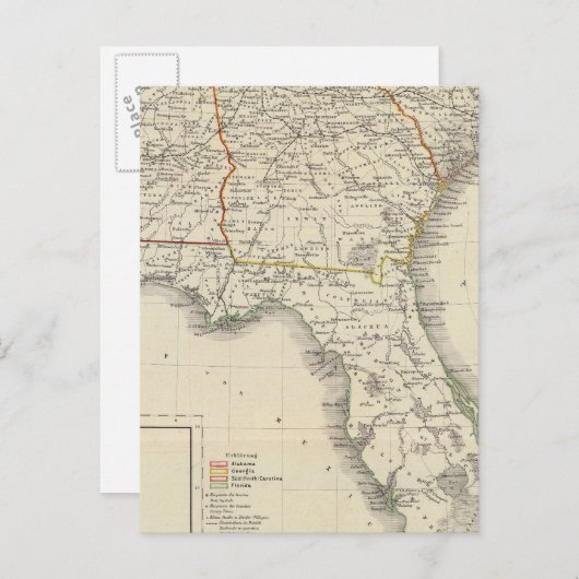 Alabama, Georgien, South Carolina und Florida Postkarte (Vorne/Hinten)