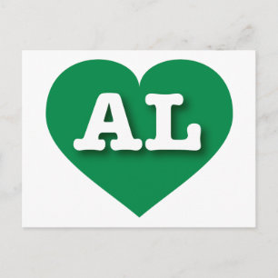 Alabama Green Heart - I Liebe AL Postkarte