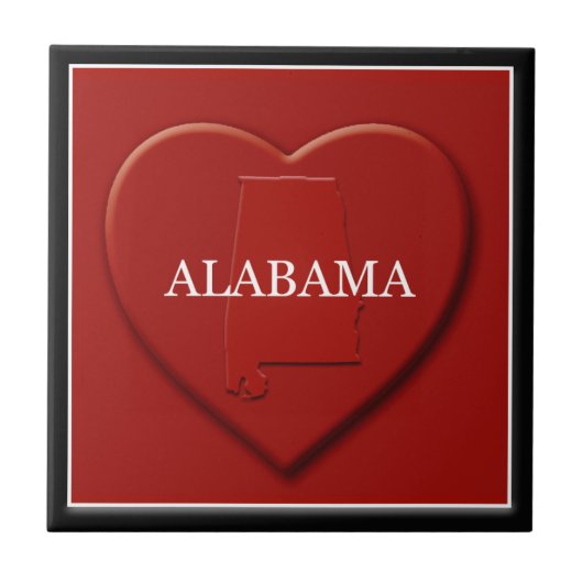 Alabama Heart Map Tile Fliese (Vorderseite)