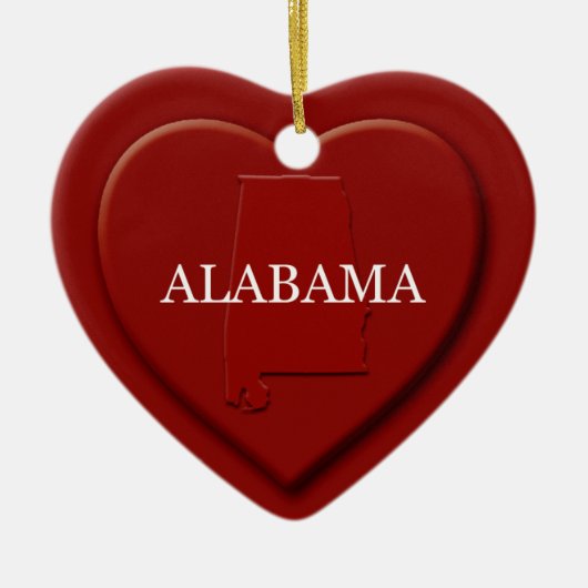 Alabama Heart Map Weihnachtsdekoration Keramik Ornament (Vorne)