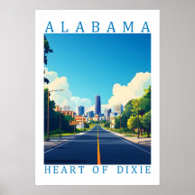 Alabama Heart of Dixie Retro-Reiseplakat-Kunst