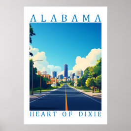Alabama Heart of Dixie Retro-Reiseplakat-Kunst  Poster