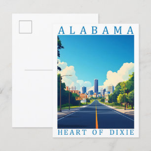Alabama Heart of Dixie USA Travel Place Postkarte