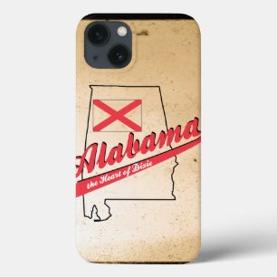 Alabama Herz Dixie mit braunem Hintergrund iPhone 13 Hülle