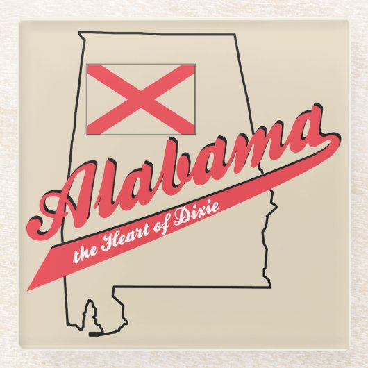 Alabama Herz von Dixie Glasuntersetzer (Vorderseite)