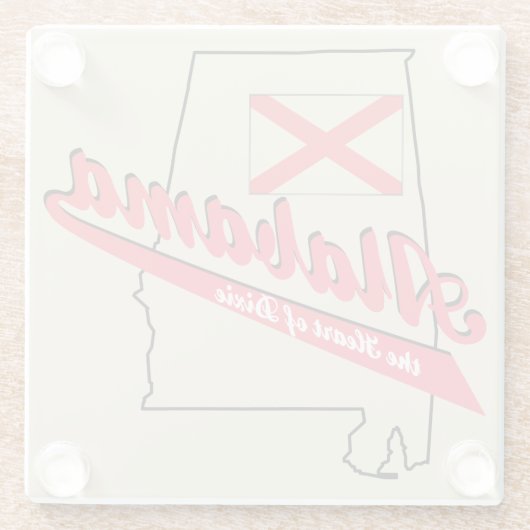 Alabama Herz von Dixie Glasuntersetzer (Rückseite)
