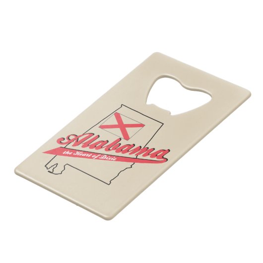 Alabama Herz von Dixie Kreditkarten Flaschenöffner (Rückseite Schrägansicht)