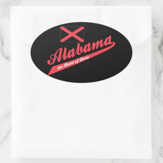 Alabama Herz von Dixie Ovaler Aufkleber (Tasche)