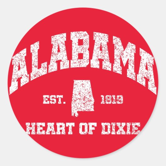 Alabama, Herz von Dixie Runder Aufkleber (Vorderseite)