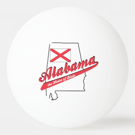 Alabama Herz von Dixie Tischtennisball (Rückseite)