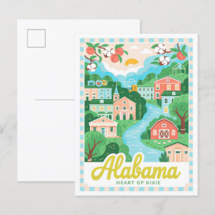 Alabama Herz von Dixie USA Summer Travel Postkarte