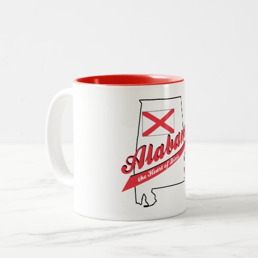 Alabama Herz von Dixie Zweifarbige Tasse (Vorderseite Links)