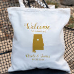 Alabama Hochzeit in Urlaubsort Begrüßungspackung T Tragetasche<br><div class="desc">Hochzeitswochenende Begrüßungsgeschenk-Tasche für Gäste aus der Stadt zu Ihrer Hochzeit,  mit Bild von Alabama. Fülle die Tasche mit deinen Lieblingsgoodies.</div>