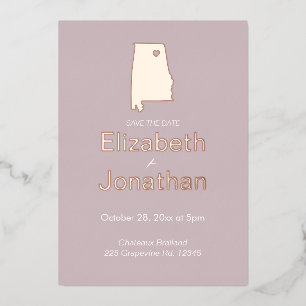 Alabama Hochzeit in Urlaubsort Save the Date Rose Folieneinladung