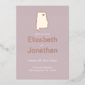 Alabama Hochzeit in Urlaubsort Save the Date Rose Folieneinladung (Vorderseite)