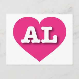 Alabama Hot Pink Heart - I Liebe AL Postkarte