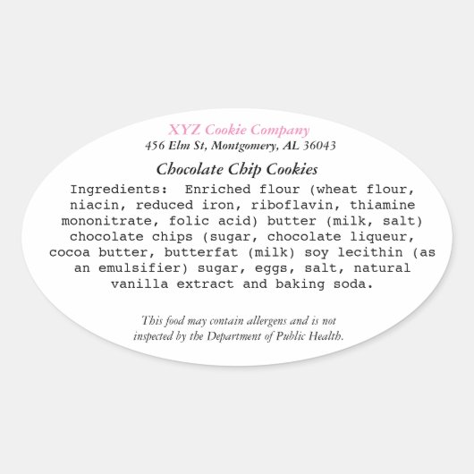 ALABAMA Hütte Law Label Zuhause Bäckerei Ovaler Aufkleber (Vorderseite)