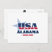Alabama in Rot, Weiß und Blau Postkarte (Vorne/Hinten)