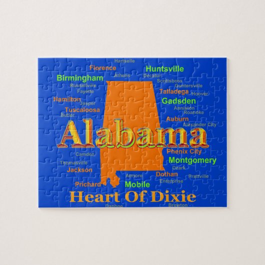 Alabama-Karten-Silhouette-Pop-Kunst Puzzle (Horizontal)