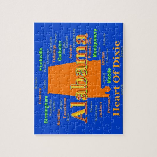 Alabama-Karten-Silhouette-Pop-Kunst Puzzle (Vertikal)