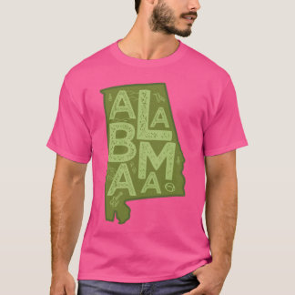 Alabama-Karten-Typografie Grün T-Shirt