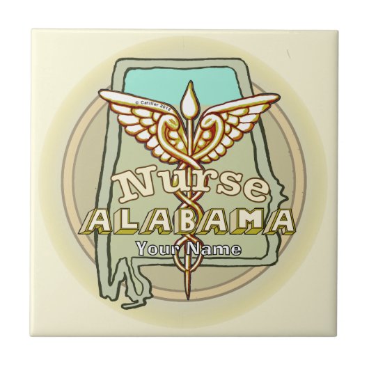 Alabama Krankenpfleger Caduceus Fliese (Vorderseite)