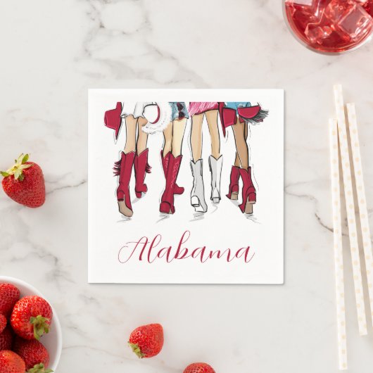 Alabama Ladies Fashion Cowboy Boots Hats Crimson Serviette (Beispiel)