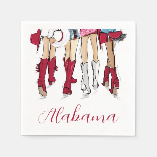 Alabama Ladies Fashion Cowboy Boots Hats Crimson Serviette (Vorderseite)