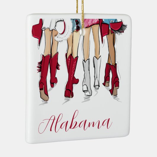 Alabama Ladies Tailgating Red Cowboy Boots Hats Keramikornament (Rechts)