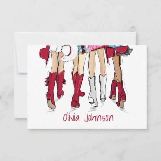 Alabama Ladys Cowboy Boots Crimson Fashion Custom Dankeskarte (Rückseite)