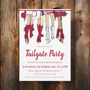 Alabama Ladys Cowboy Boots Crimson Tailgate Party Einladung