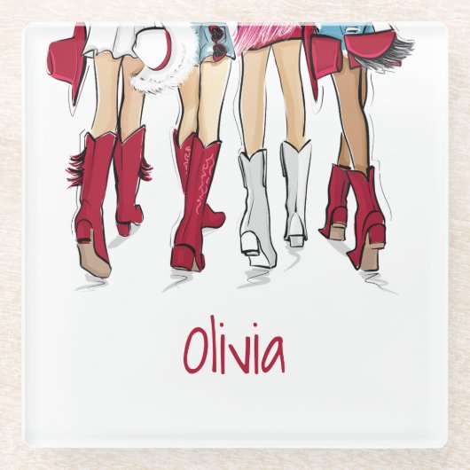 Alabama Ladys Fashion Cowboy Boots Crimson Name Glasuntersetzer (Vorderseite)