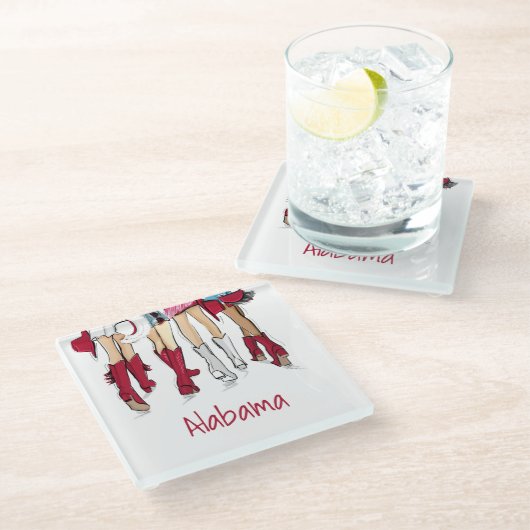 Alabama Ladys Fashion Cowboy Boots Crimson Red Glasuntersetzer (Schrägansicht)