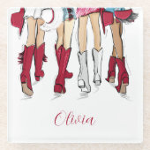 Alabama Ladys Fashion Cowboy Boots Hats Crimson Glasuntersetzer (Vorderseite)