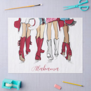 Alabama Ladys Fashion Crimson Cowboy Boots Hats Seidenpapier