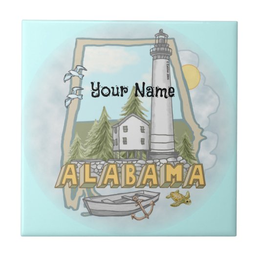 Alabama Leuchtturm Kachel (Vorderseite)