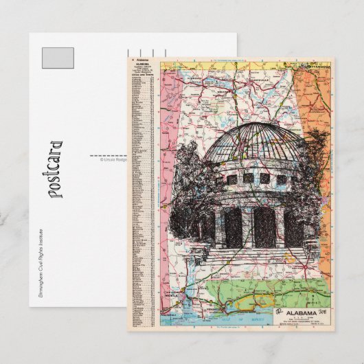Alabama Map Art Postkarte (Vorne/Hinten)