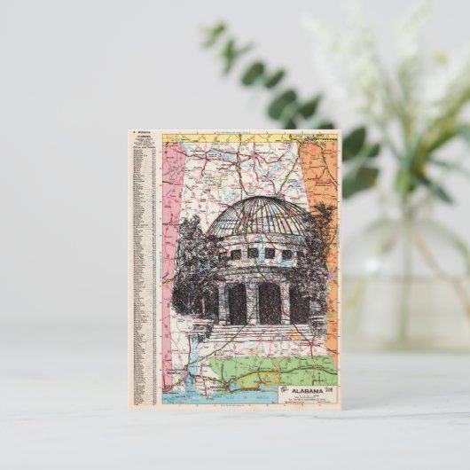 Alabama Map Art Postkarte (Stehend Vorderseite)