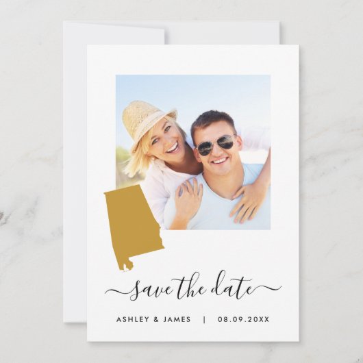 Alabama Map Foto Wedding Save the Date Card (Vorderseite)