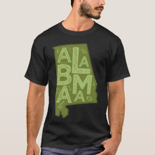 Alabama Map Typografie Green T-Shirt