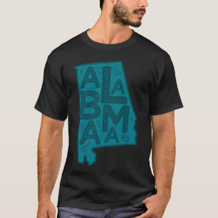 Alabama Map Typografie Navy T-Shirt