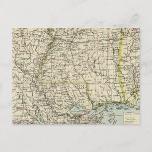 Alabama, Mississippi, Louisiana, Arkansas Postkarte