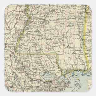 Alabama, Mississippi, Louisiana, Arkansas Quadratischer Aufkleber