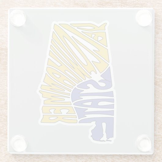 Alabama Nickname Word Art Glasuntersetzer (Rückseite)