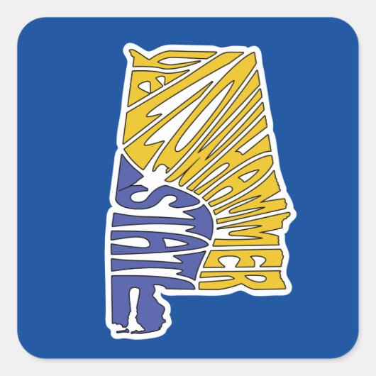 Alabama Nickname Word Art Quadratischer Aufkleber (Vorderseite)