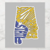 Alabama Nickname Word Art Weinetikett (Einzelnes Label)