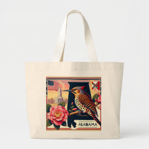 Alabama Northern Flicker Bird & Camellia Blume Jumbo Stoffbeutel