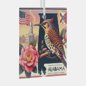 Alabama Northern Flicker Bird & Camellia Blume Ornament Aus Glas (Vorderseite Rechts)